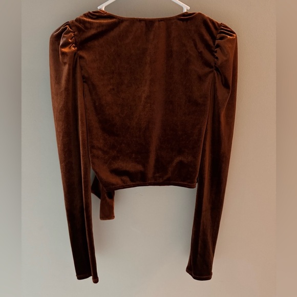 Forever 21 Brown Velvet Wrap Blouse - Picture 5 of 5